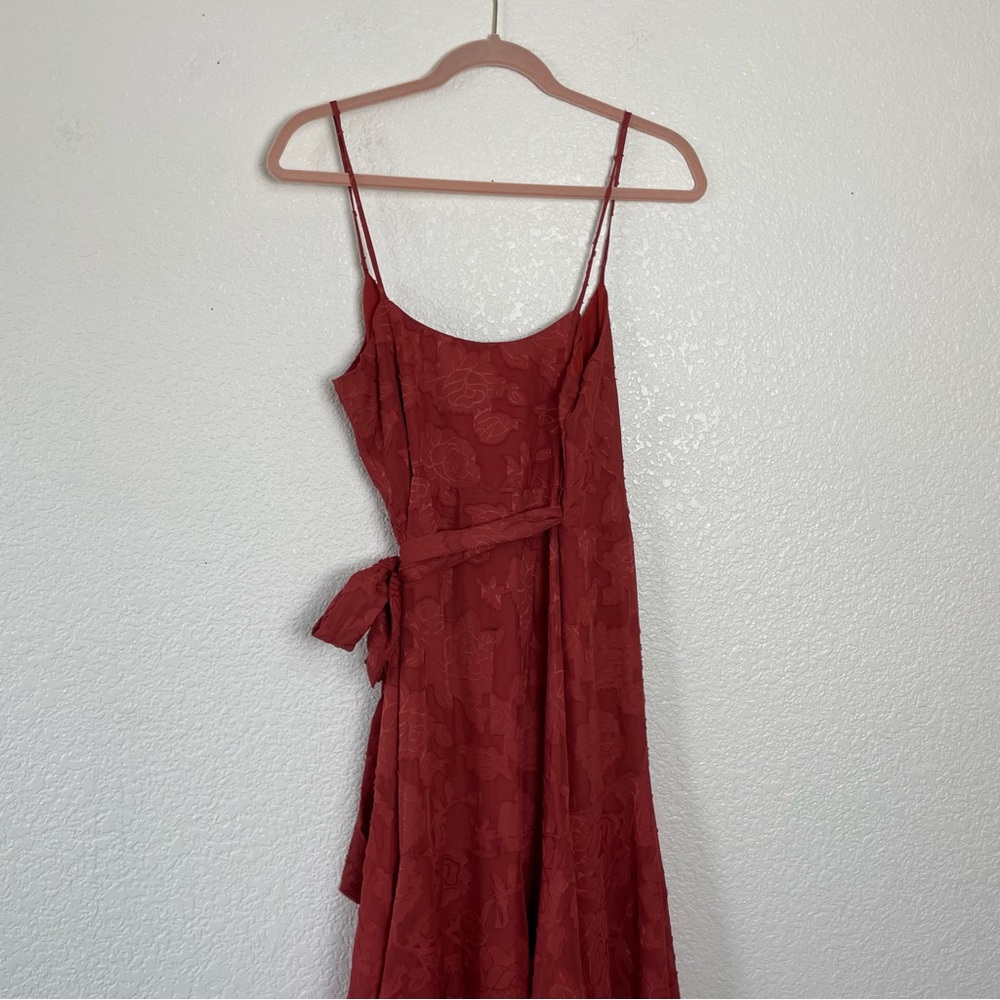 Elegant Rust Wrap Dress - Picture 9 of 10